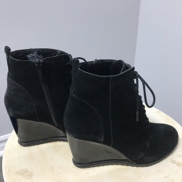 Size 6 Black Suede Wedge Bootie - Picture 2 of 5